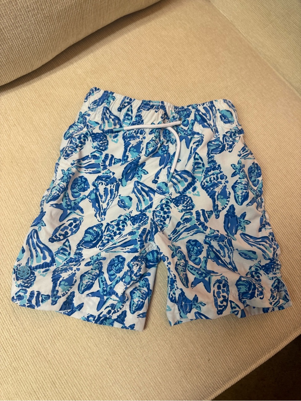 Lilly Pulitzer Blue Shell and Starfish Capri Swim Trunks